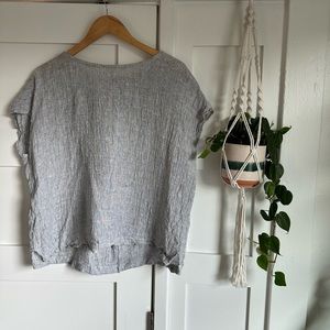 Boxy linen top with buttons down the back